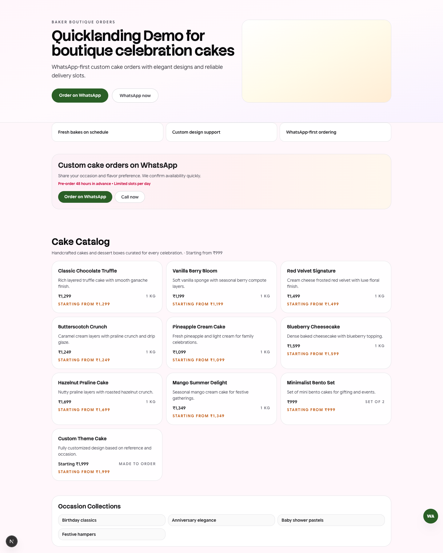 Baker Boutique Orders website preview screenshot
