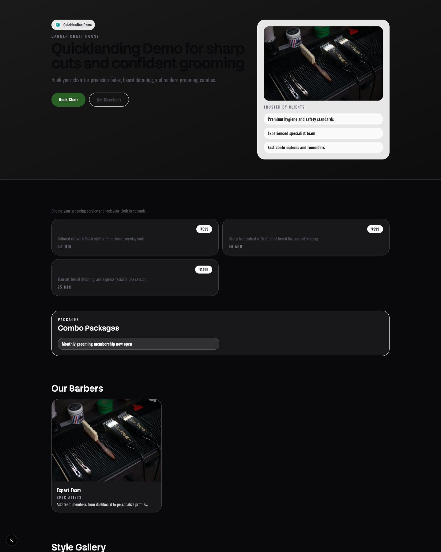 Barber Craft House website preview screenshot