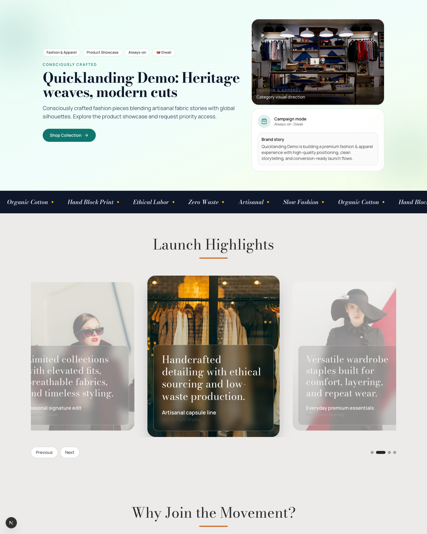Fashion House Showcase website preview screenshot