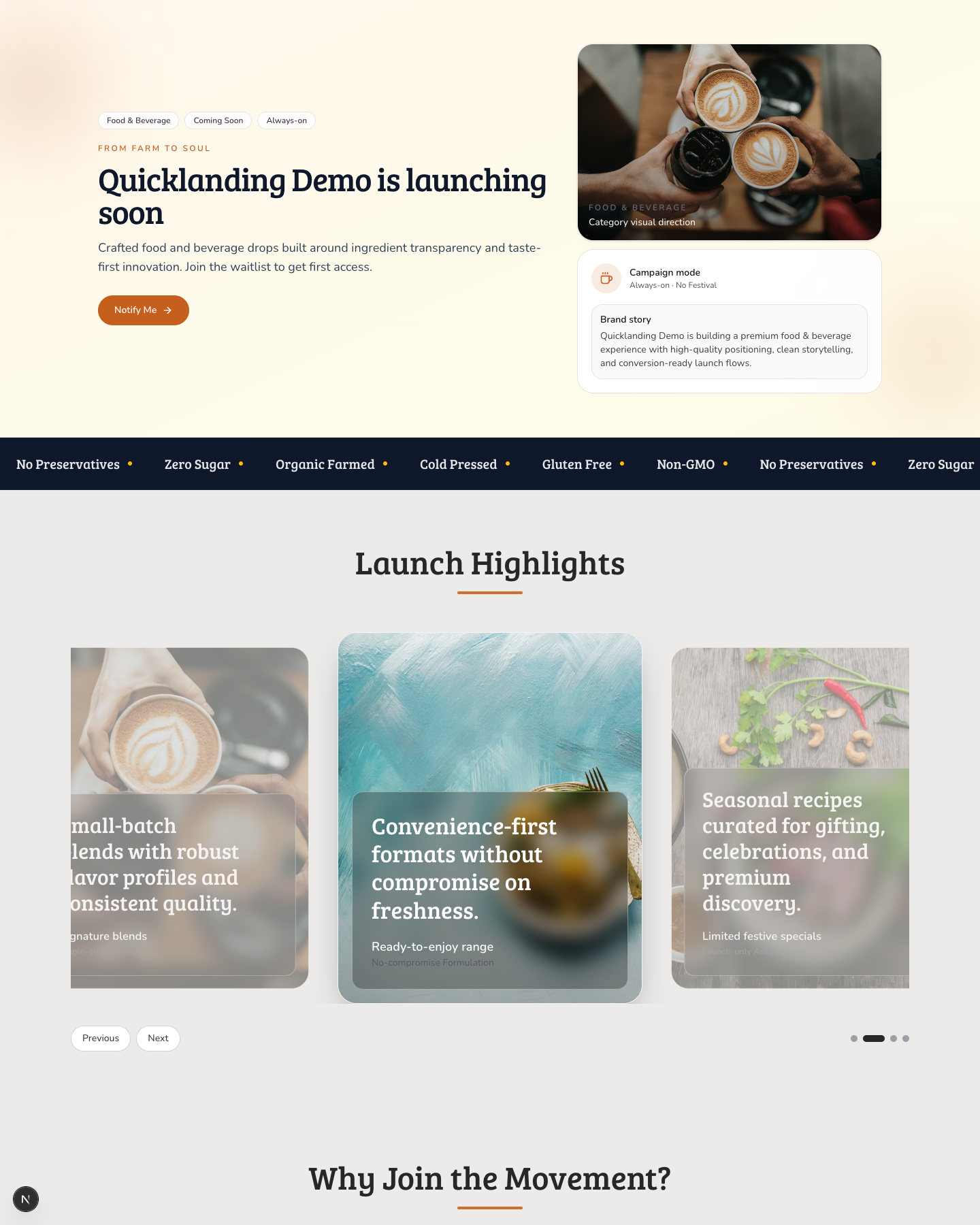 Food Label Launch website preview screenshot