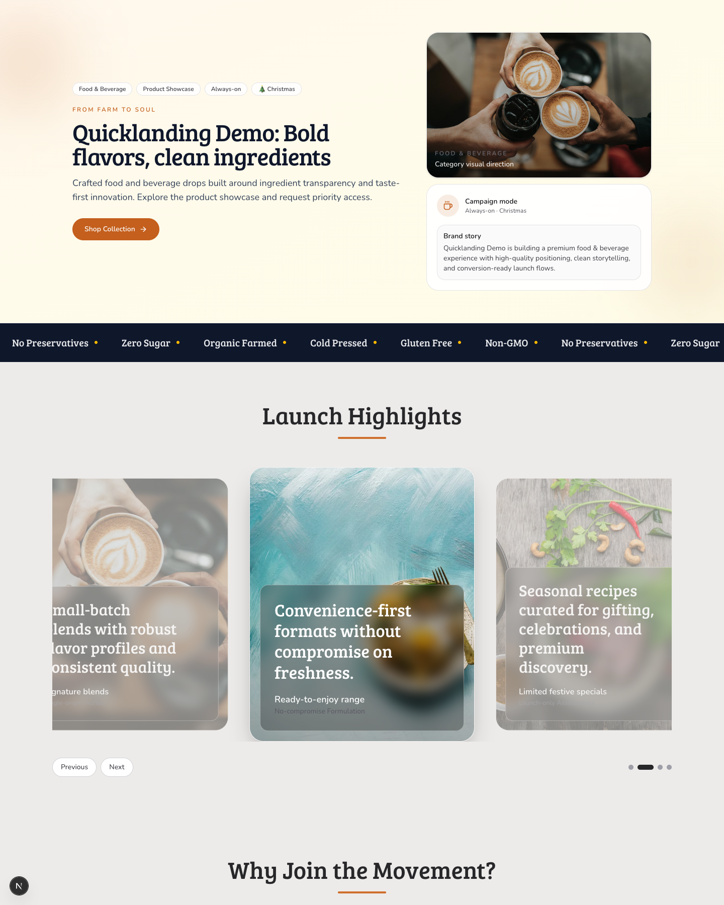 Food Label Showcase website preview screenshot
