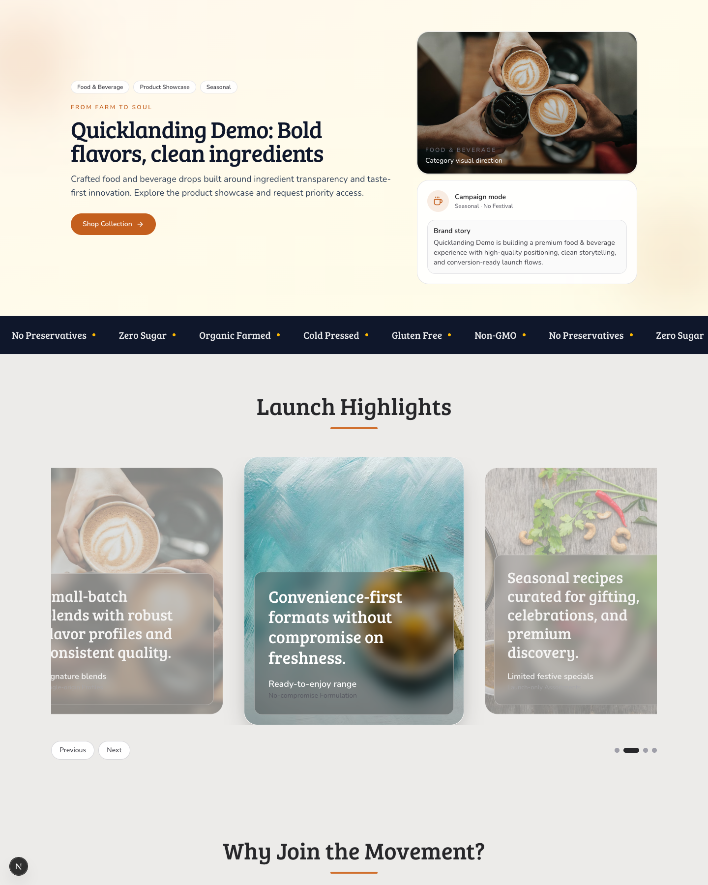Food Label Showcase website preview screenshot