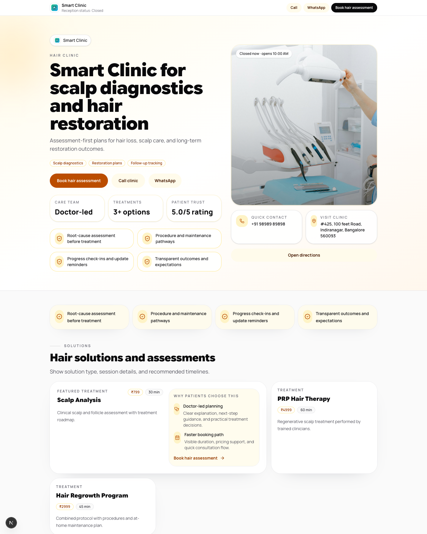 Hair Restore website preview screenshot