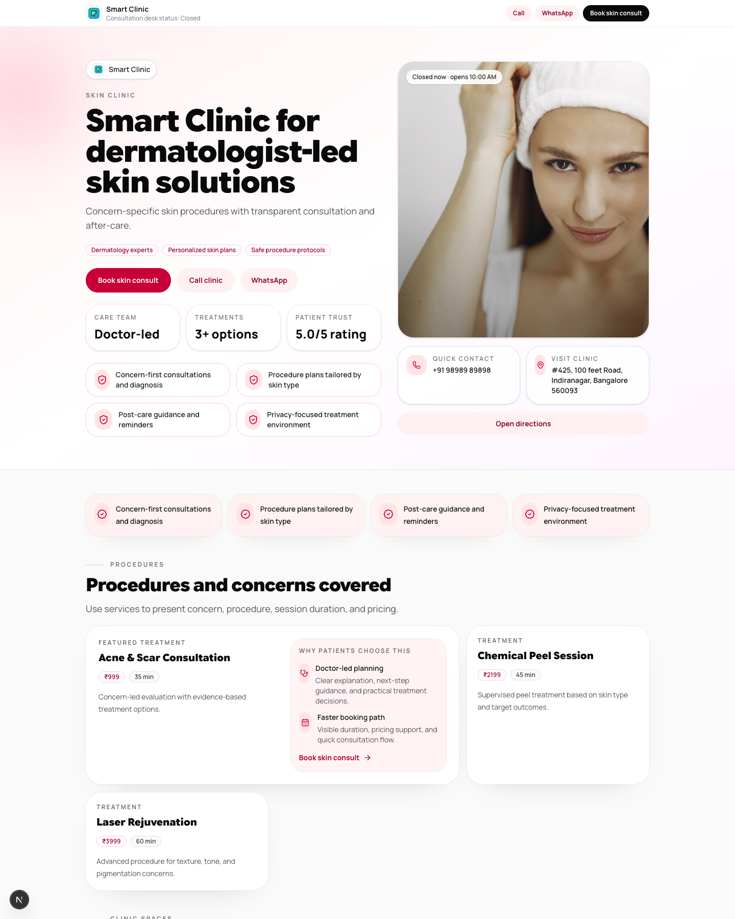 Skin Aesthetic website preview screenshot