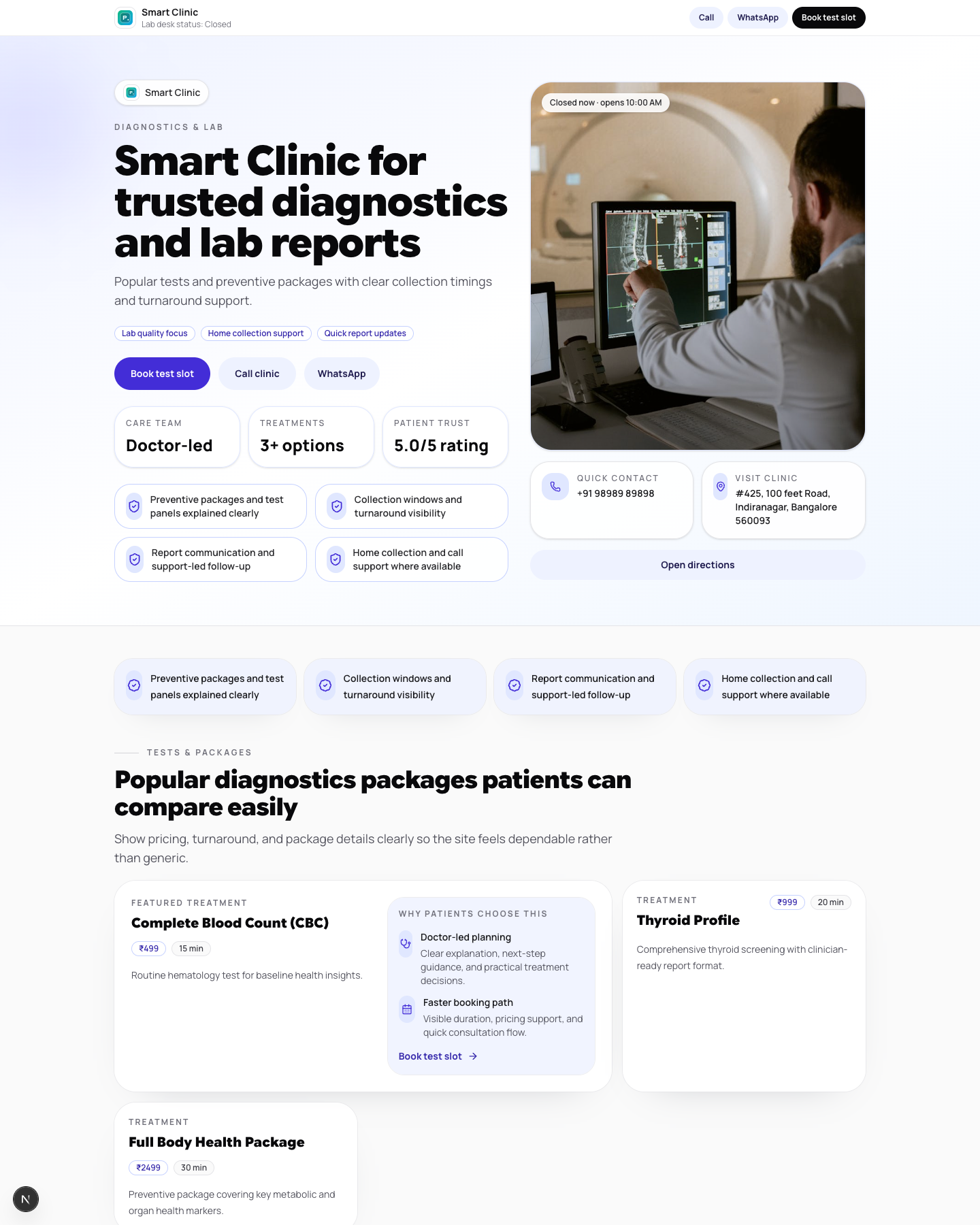 Diagnostics Lab Trust website preview screenshot