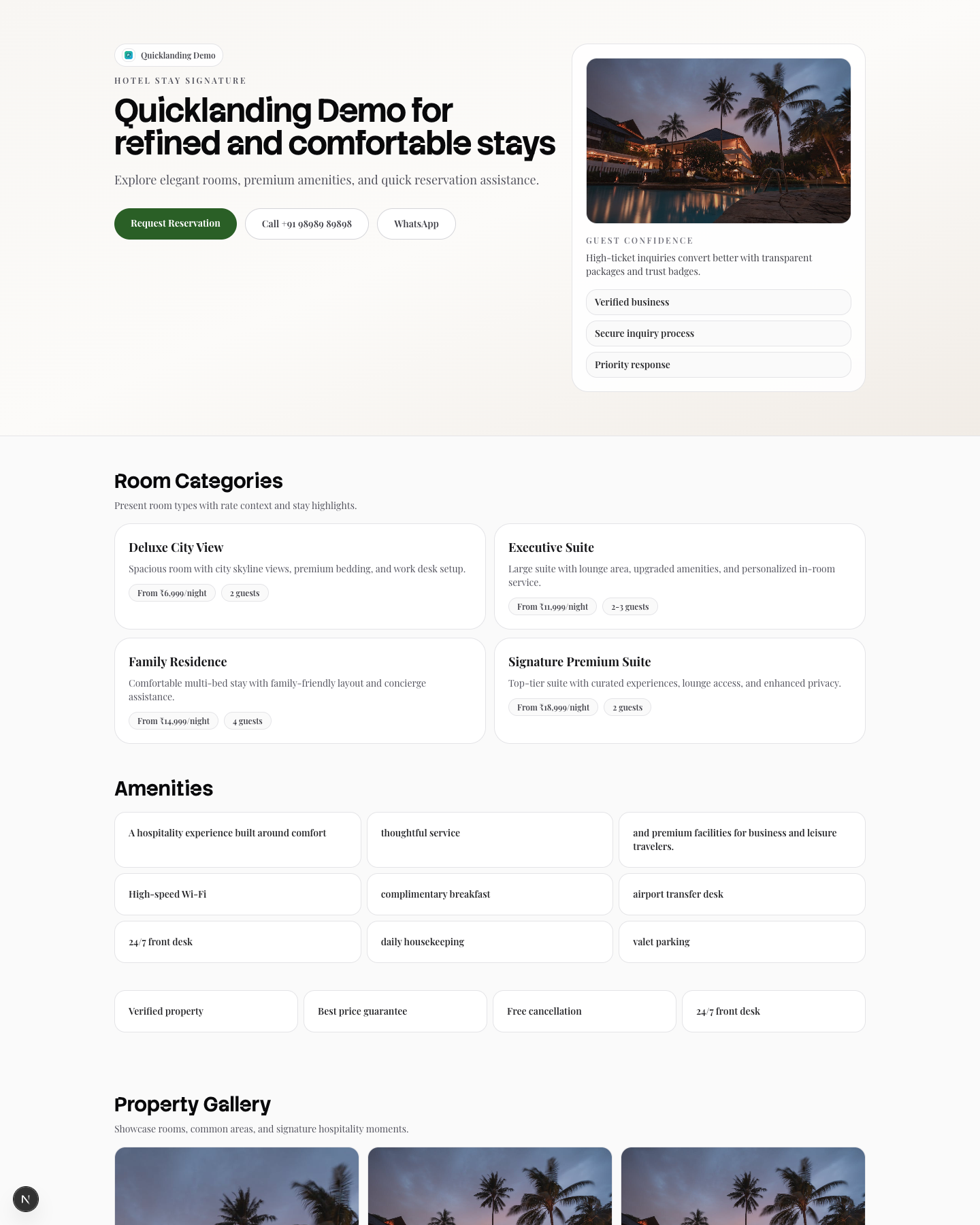 Hotel Stay Signature website preview screenshot