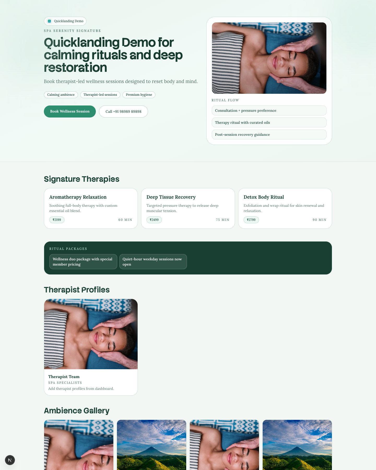 Spa Serenity Signature website preview screenshot